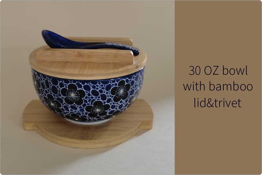 6 inch bowl with bamboo lid